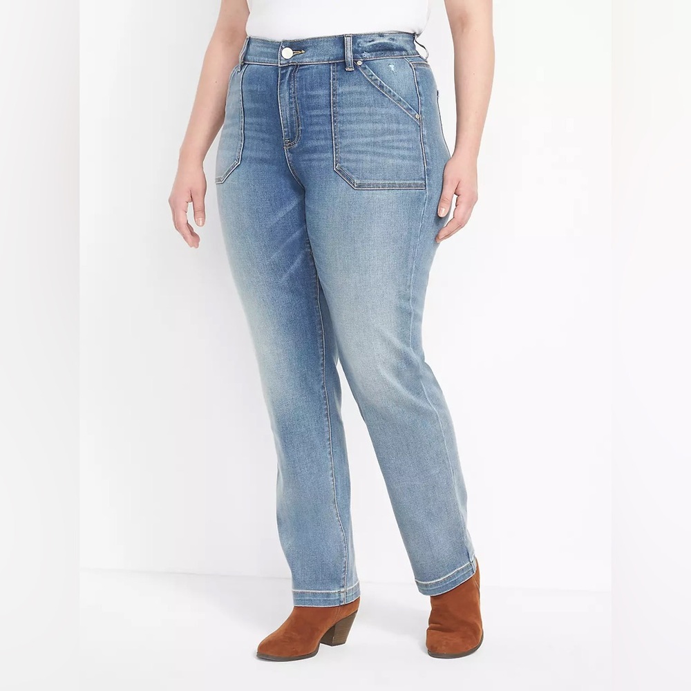 Lane Bryant Curvy Fit High-Rise Straight Jean - Light Wash Size 24